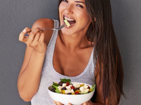 Lady eating a salad
