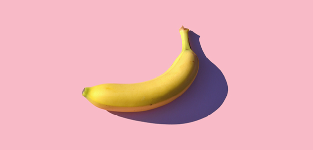 Banana on pink background