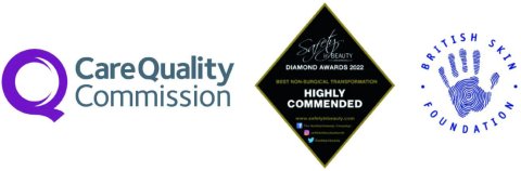 Care Quality Commission, Diamond Awards and British Skin Foundation logos